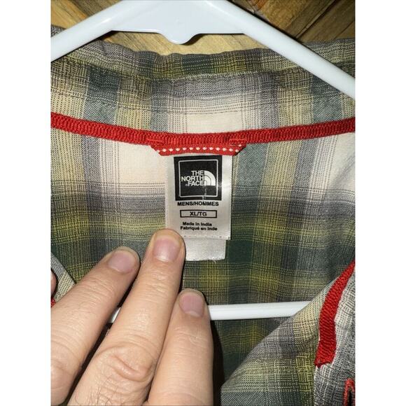 The North Face Shirt Men XLarge Green Plaid Flannel Long Sleeve Button Up - Picture 2 of 5